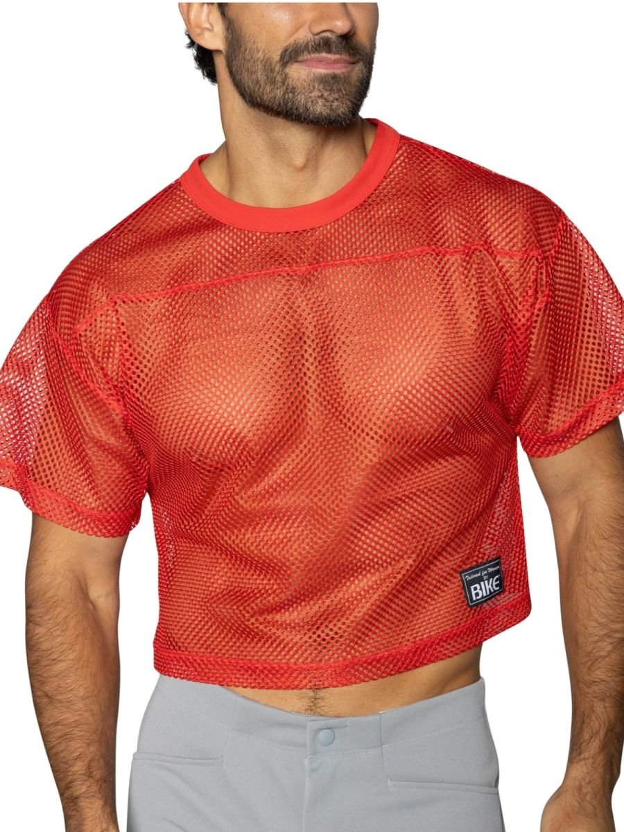 BIKE Athletic Men's activewear BAM134 Short Sleeve Practice Jersey in Color Bright Red - Image 2