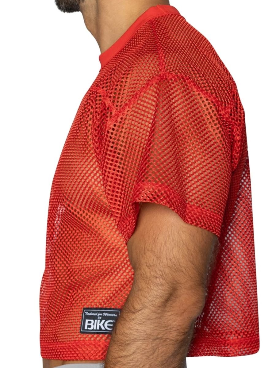 BIKE Athletic Men's activewear BAM134 Short Sleeve Practice Jersey in Color Bright Red - Image 4