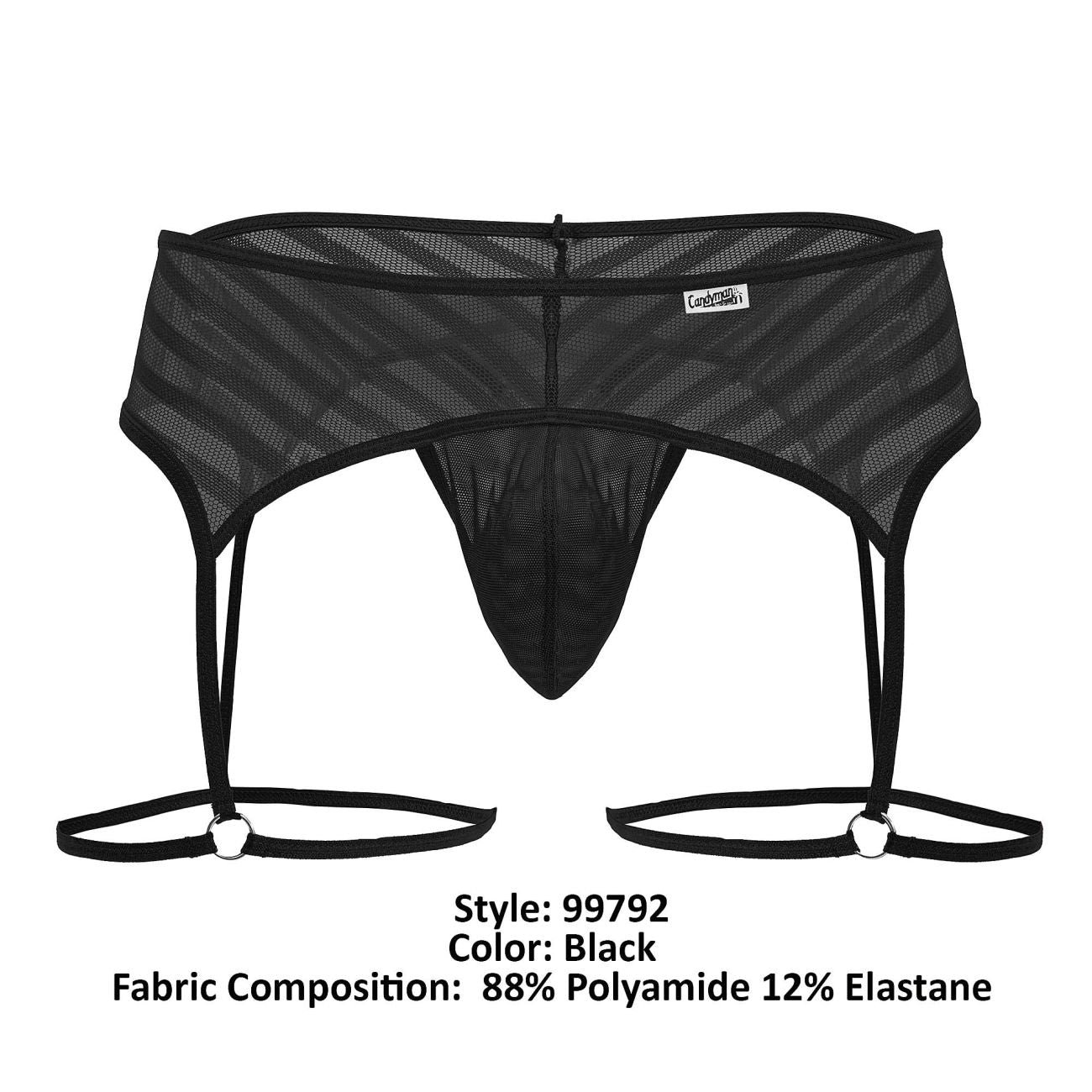 CandyMan Men's Underwear 99792 Mesh Garter Thongs Color Black - Image 8