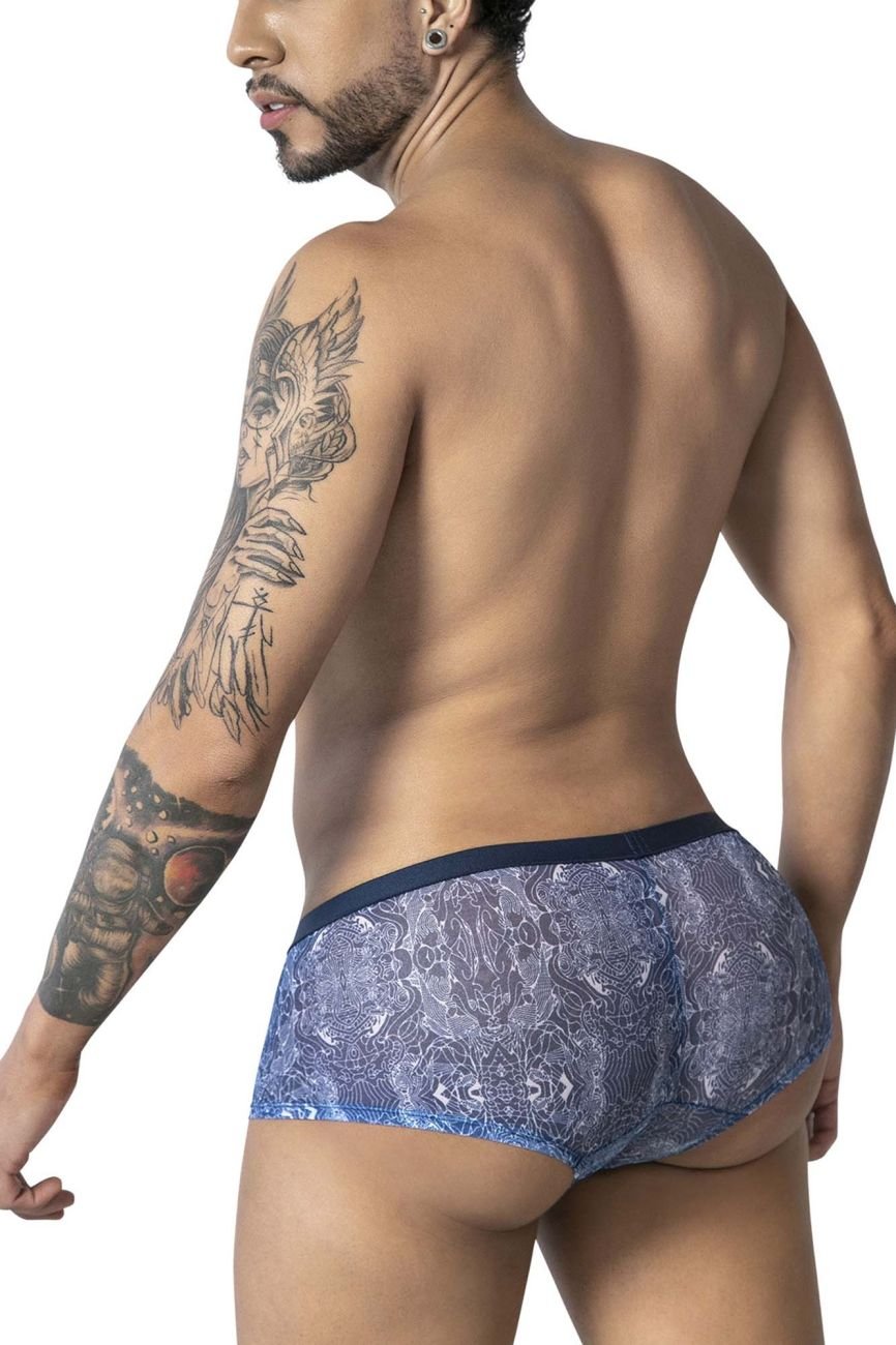 CandyMan Men's Underwear 99873 Water prints Trunks Color Blue-White - Image 3