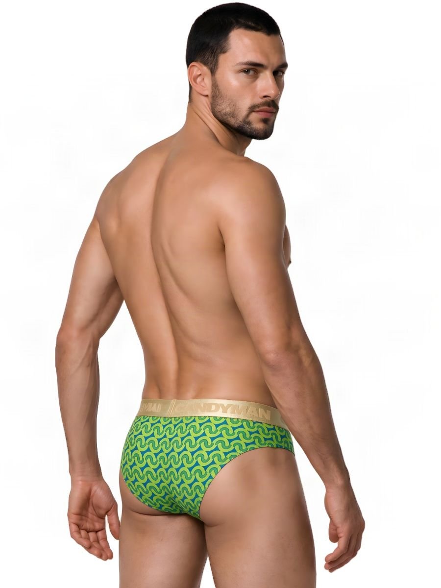 CandyMan 99926 Men's Underwear Printed Briefs Color Printed Green - Image 3