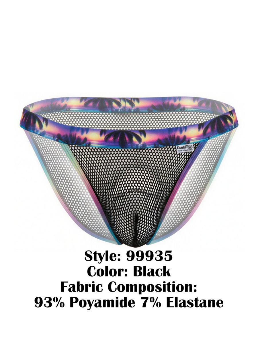 CandyMan 99935 Men's Underwear Tropical Mesh Low Rise Briefs Color Black - Image 8
