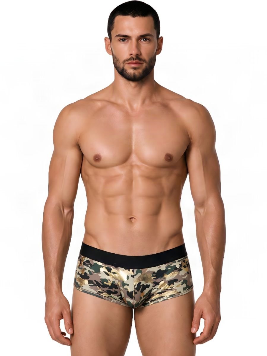 CandyMan 99937 Men's Underwear Supportive Contour Pouch Low Rise Trunks Color Camo - Image 2