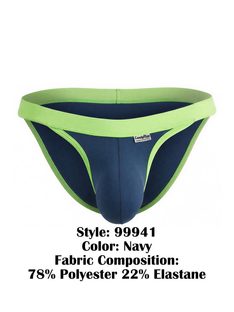 CandyMan 99941 Men's Underwear Bikini Athletic Low Rise Brief Color Navy - Image 8
