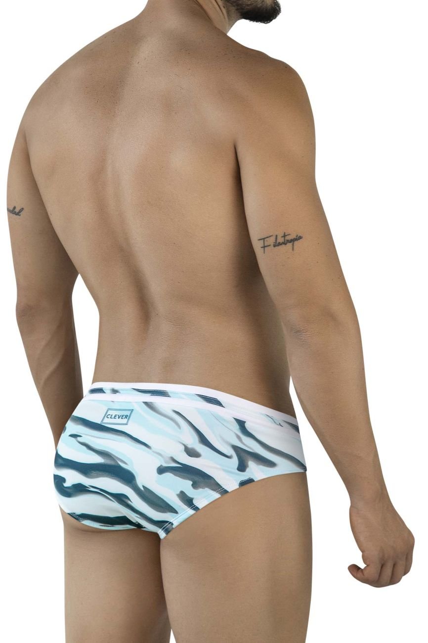 Clever Moda Men's swimwear 2067 Baru Swim Briefs Color Blue - Image 3