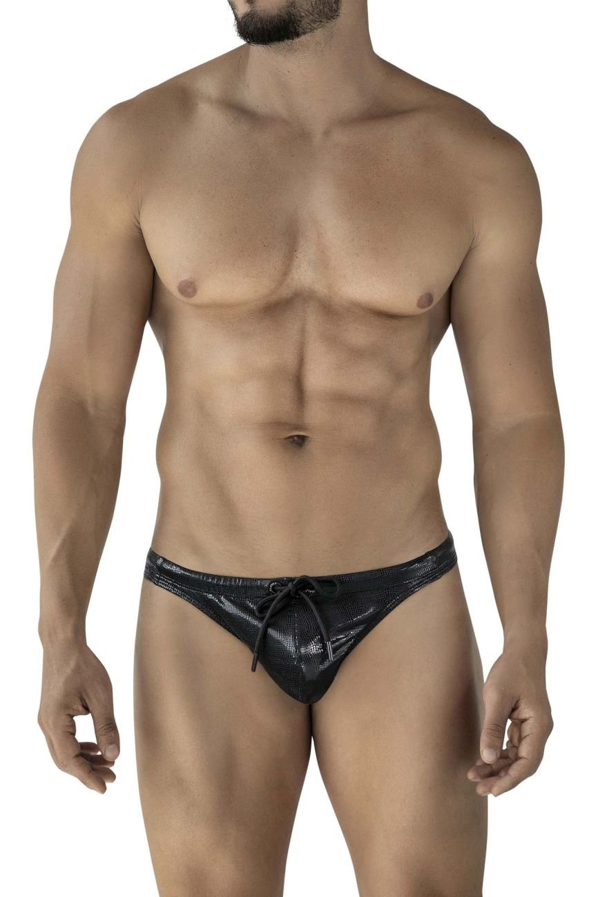 Clever Moda Men's swimwear 2071 Gorgona Swim Thongs Color Black - Image 2