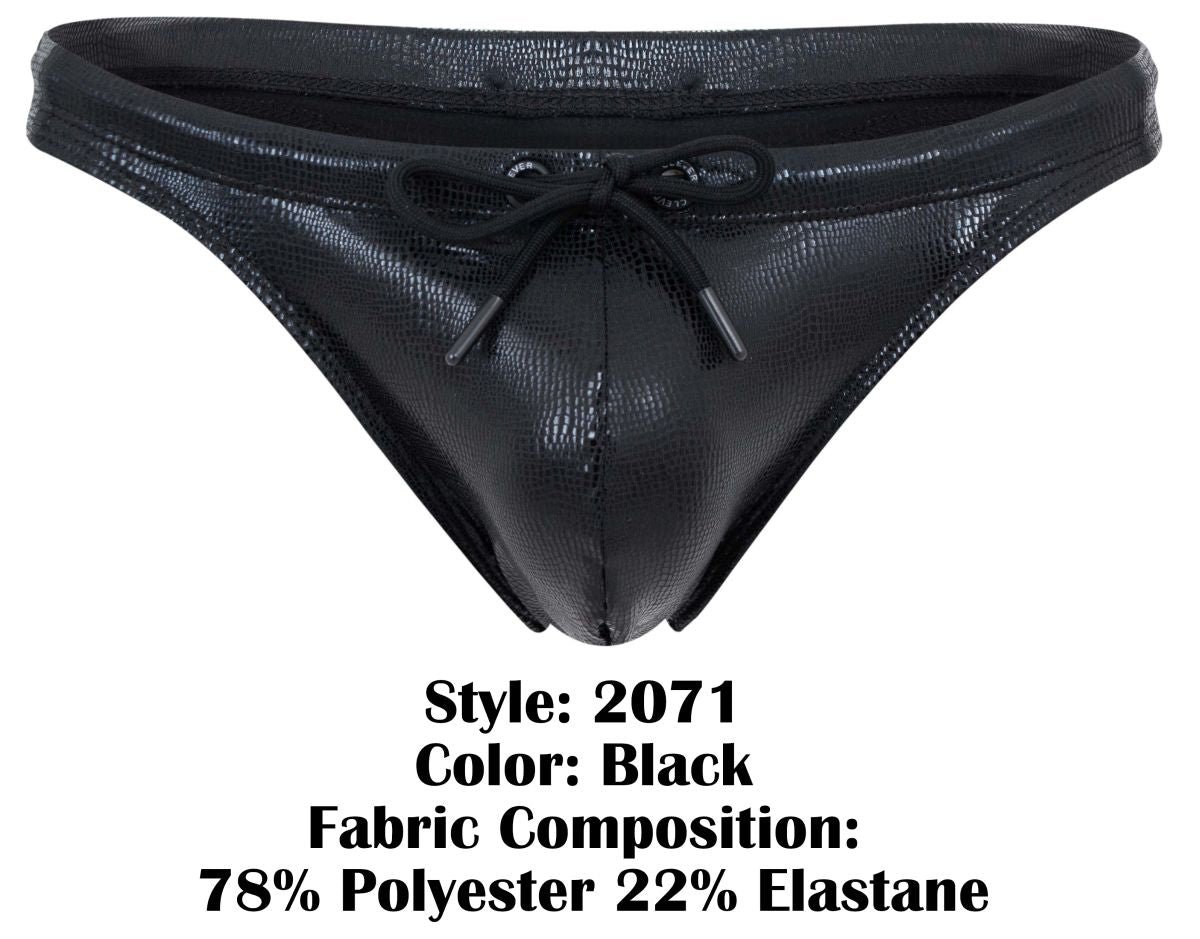Clever Moda Men's swimwear 2071 Gorgona Swim Thongs Color Black - Image 8