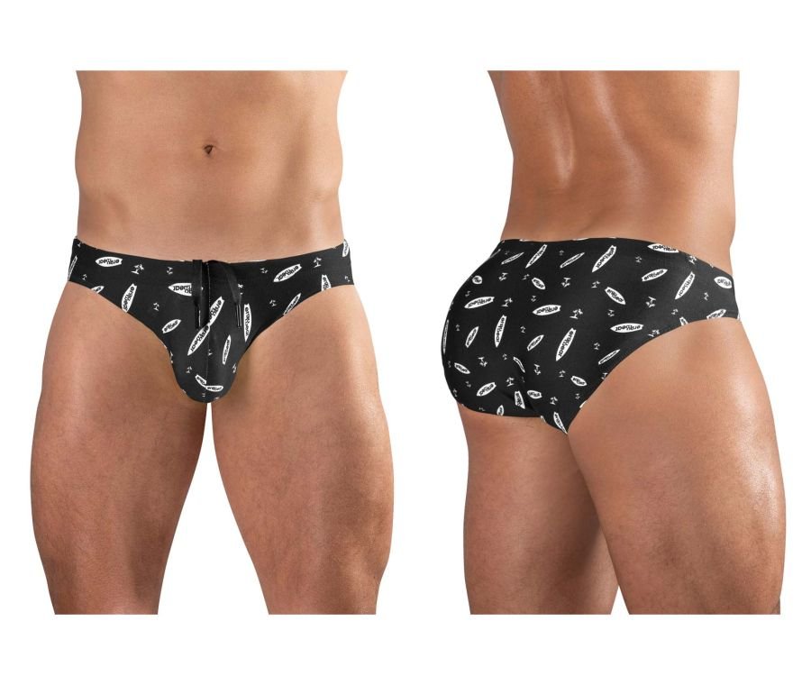 ErgoWear Men's active and swimwear EW1766 X4D SW Swim Briefs Color Black-White