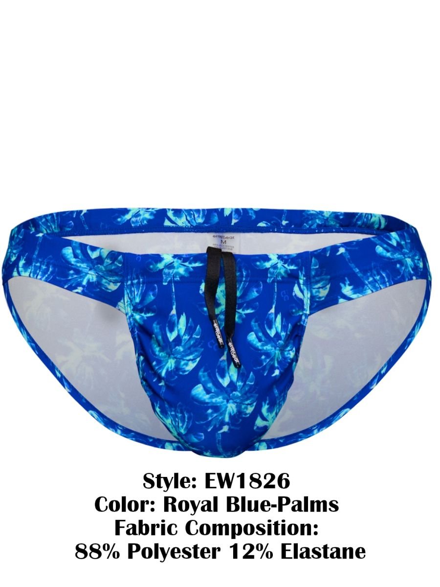 ErgoWear Men's active and swimwear EW1826 FEEL SW Swim Bikini Color Royal Blue-Palms - Image 8