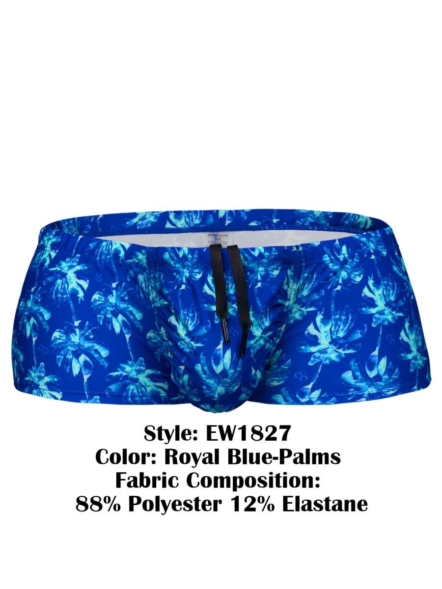 ErgoWear Men's active and swimwear EW1827 FEEL SW Swim Trunks Color Royal Blue-Palms - Image 8