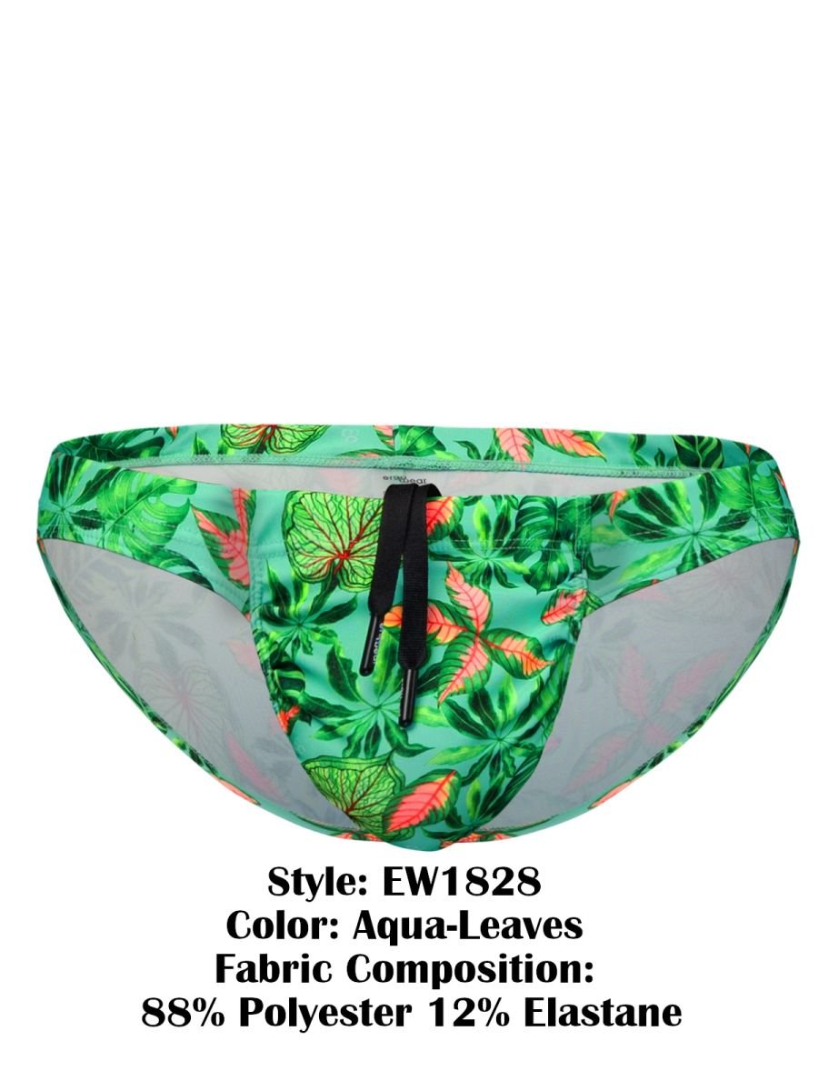 ErgoWear Men's active and swimwear EW1828 FEEL SW Swim Bikini Color Aqua-Leaves - Image 8