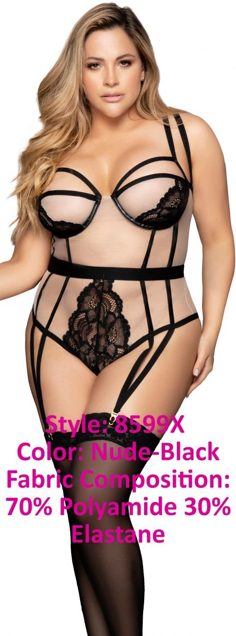 Mapale 8599X Peek-A-Boo Teddy Color Nude-Black - Image 6