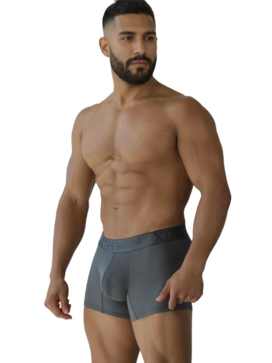 Xtremen 91251 Microfiber Mesh Boxer Briefs Color Gray - Image 4