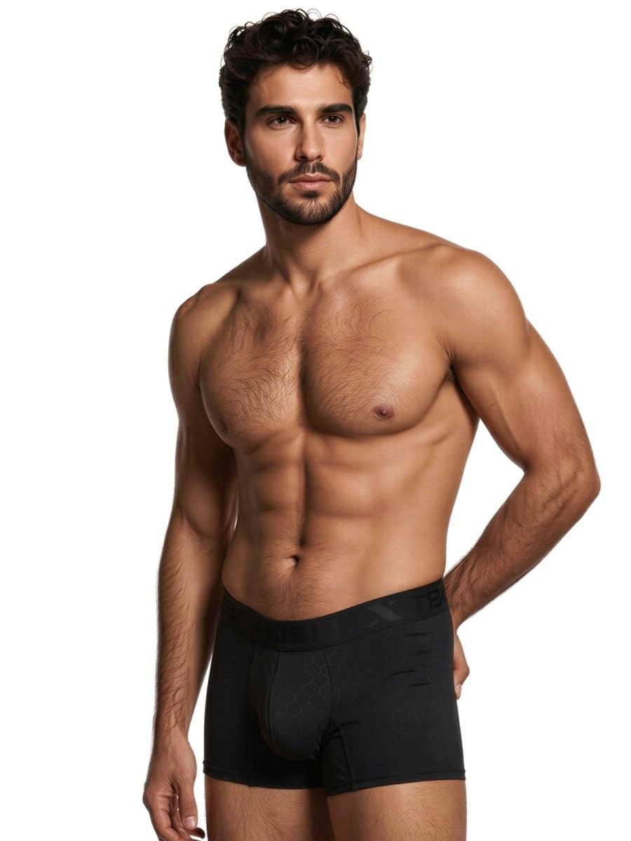 Xtremen 91256 Men's Underwear Sleek Microfiber Boxer Briefs Color Black - Image 4