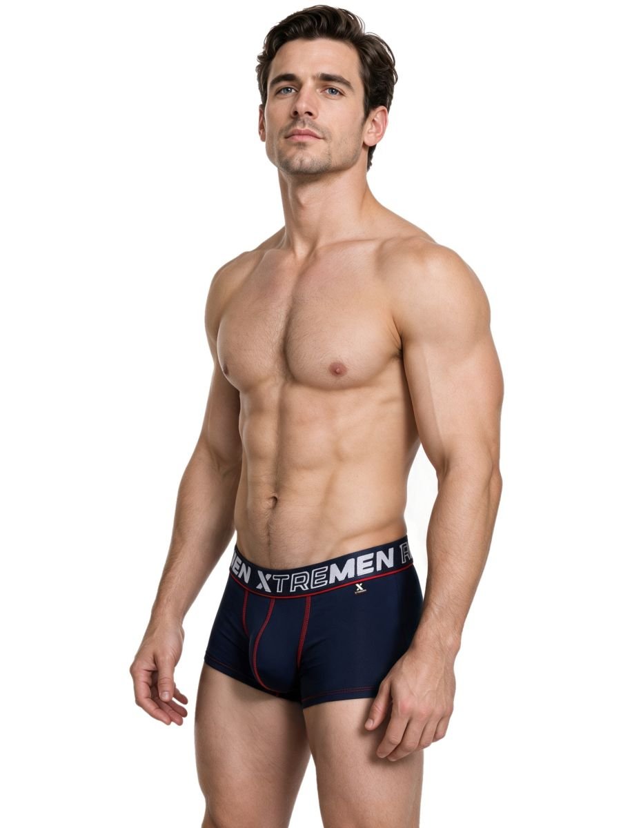 Xtremen 91265 Men's Underwear Sleek Microfiber Stretch Trunks Color Dark Blue - Image 4