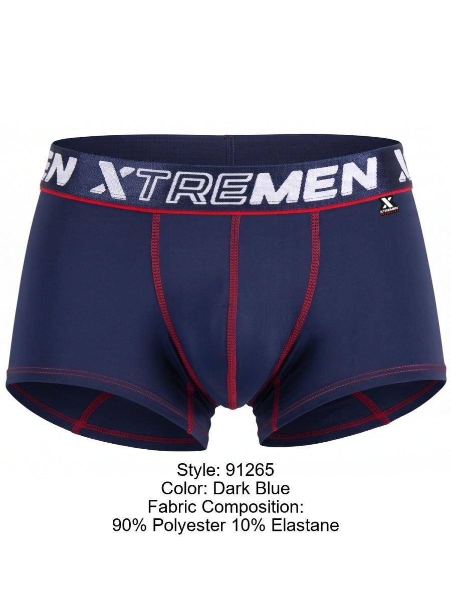 Xtremen 91265 Men's Underwear Sleek Microfiber Stretch Trunks Color Dark Blue - Image 8